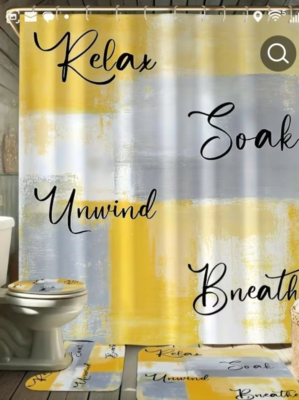 Relax Soak Breathe Yellow Gray Bath Set